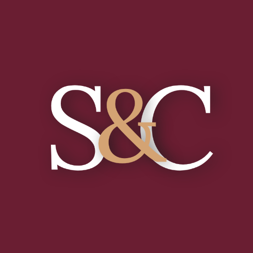 Logotipo de Sabor y Camino con letras S & C en fondo vino tinto